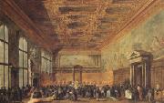 Francesco Guardi rThe Doge Grants an Andience in the Sala del Collegin in the Ducal Palace (mk05) oil on canvas